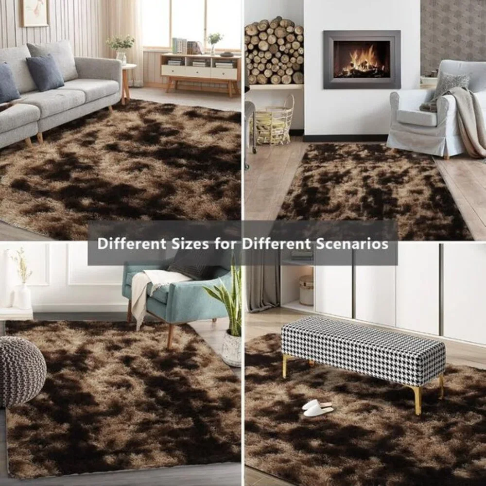 New 8x10 Brown Shag Area Rug, Ultra Soft Fluffy Carpet for Bedroom & Nursery